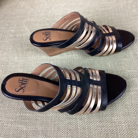 Softt Leather Wedges Slip On Sandals - Picture 7 of 13